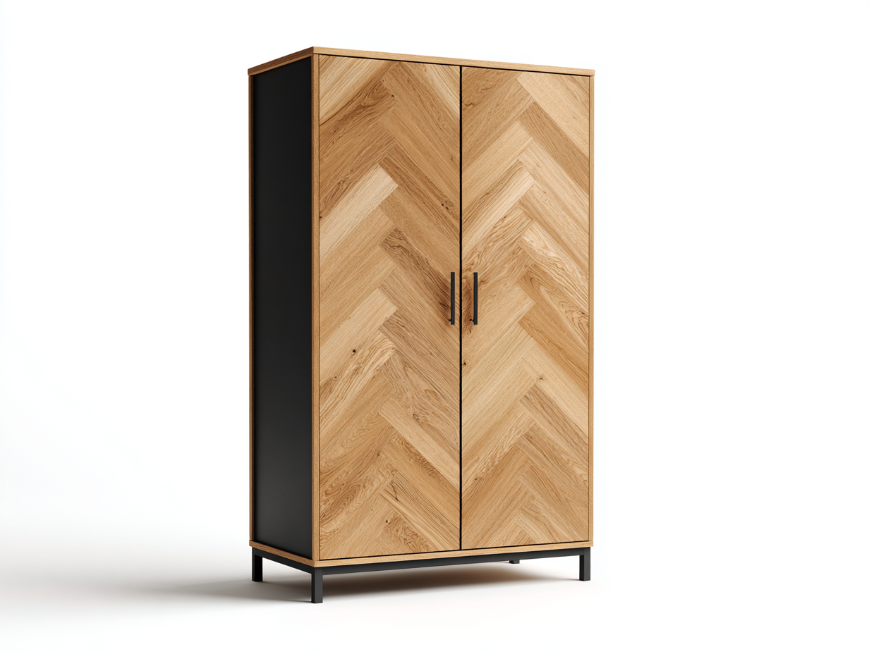 Armarios 2 puertas de madera 100x55x185 cm - Roble-Negro - Estilo moderno para dormitorio-Nookgetly