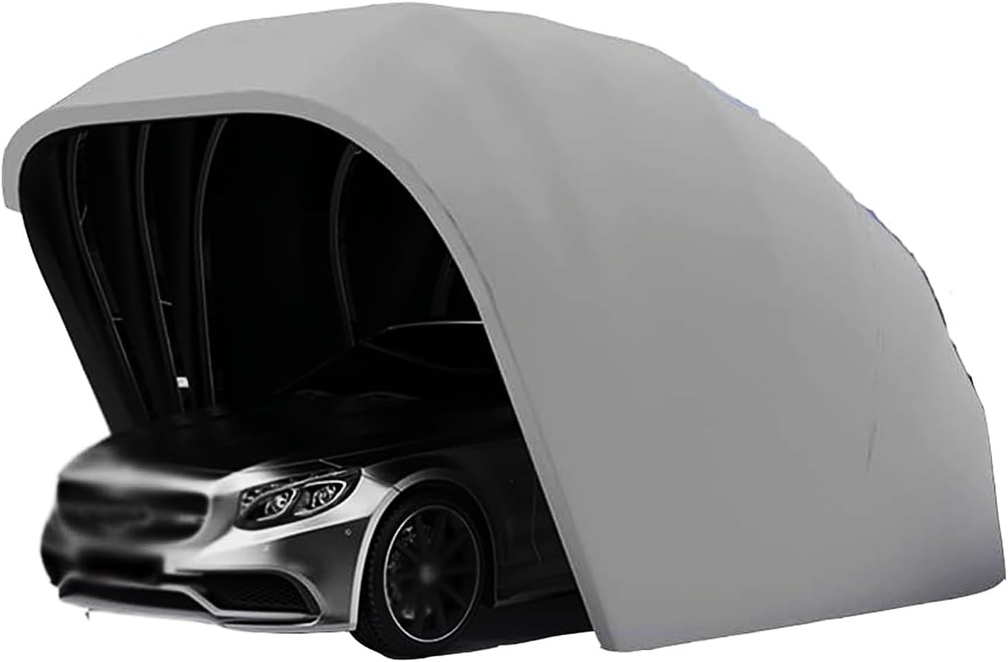 Toldo plegable para coche 5,5x2,5x2,3 m, garaje móvil semiautomático para exterior, cochera impermeable de acero inoxidable-Nookgetly