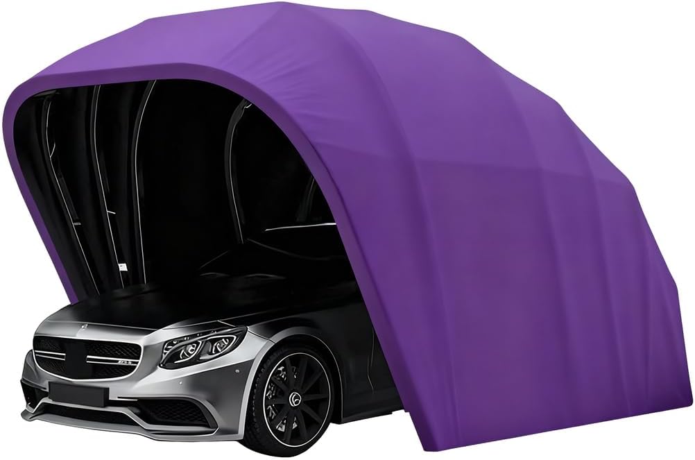 Toldo retráctil para coche de acero inoxidable, cochera exterior plegable semiautomática, refugio resistente para protección integral del vehículo-Nookgetly