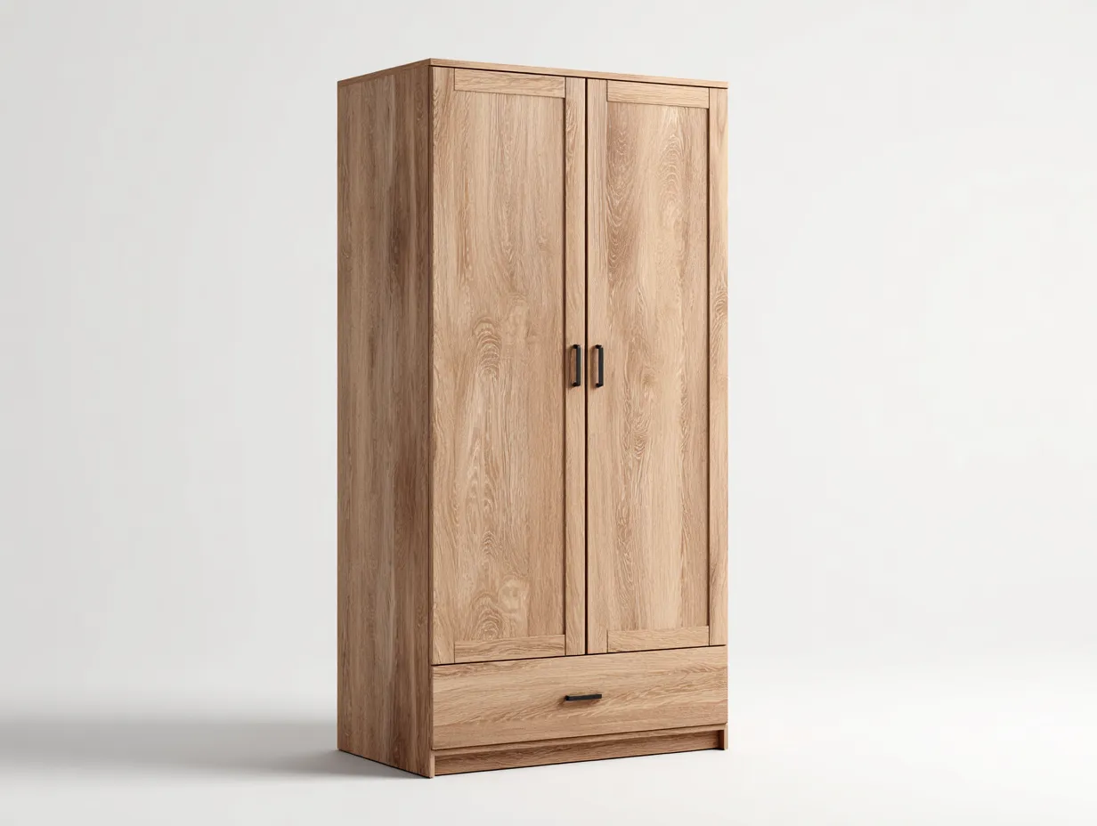 Armarios 2 puertas de madera 100x60x200 cm - Roble natural - Estilo moderno para dormitorio-Nookgetly