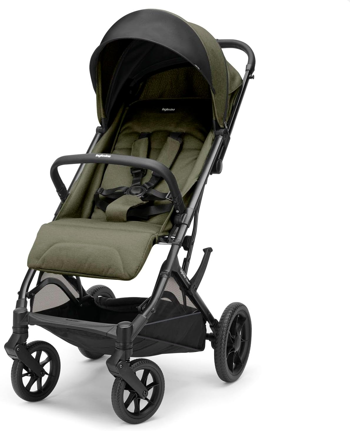 Inglesina Zenit 2 cochecito compacto y ligero hasta 22 kg, respaldo reclinado 170 grados, ruedas con suspensión, asiento amplio, Sequoia Green-Nookgetly