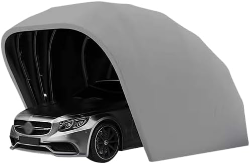 Refugio portátil para coche con marco de acero inoxidable, cochera exterior semiautomática para protección de vehículos y usos multifunción-Nookgetly