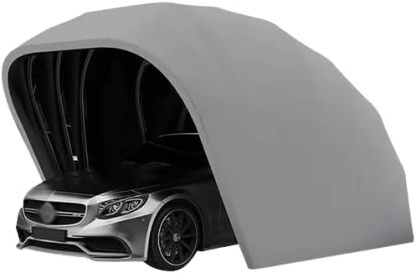 Refugio portátil para coche con marco de acero inoxidable, cochera exterior semiautomática para protección de vehículos y usos multifunción-Nookgetly