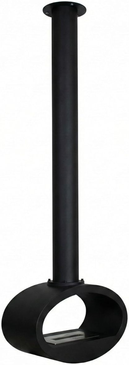 Chimenea de techo suspendida negra de doble cara 65 x 220 x 40 cm con calefacción 2000-4000 W para interior moderno-Nookgetly