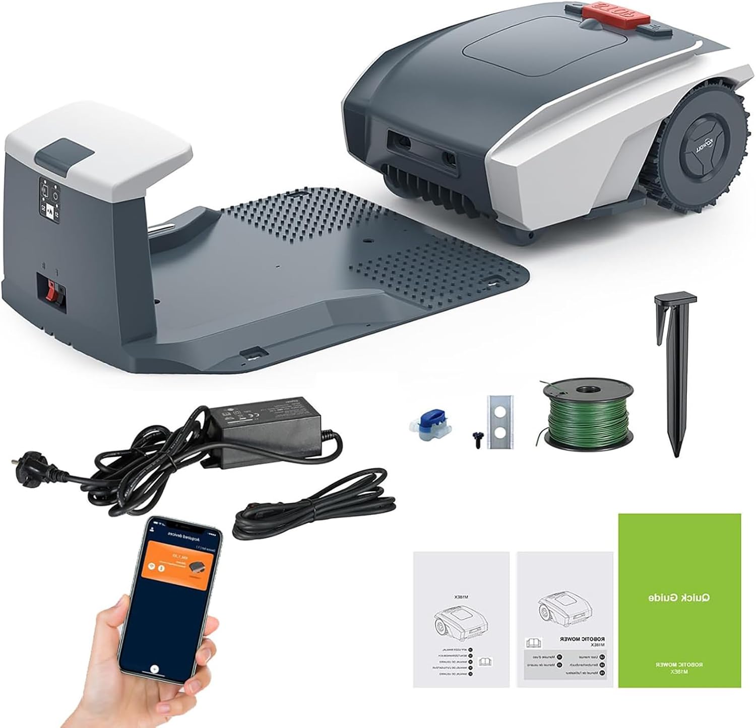 Cortadora de césped robótica automática para 1500 m² con app pendiente 30 por ciento sensor de lluvia y corte ultra silencioso-Nookgetly