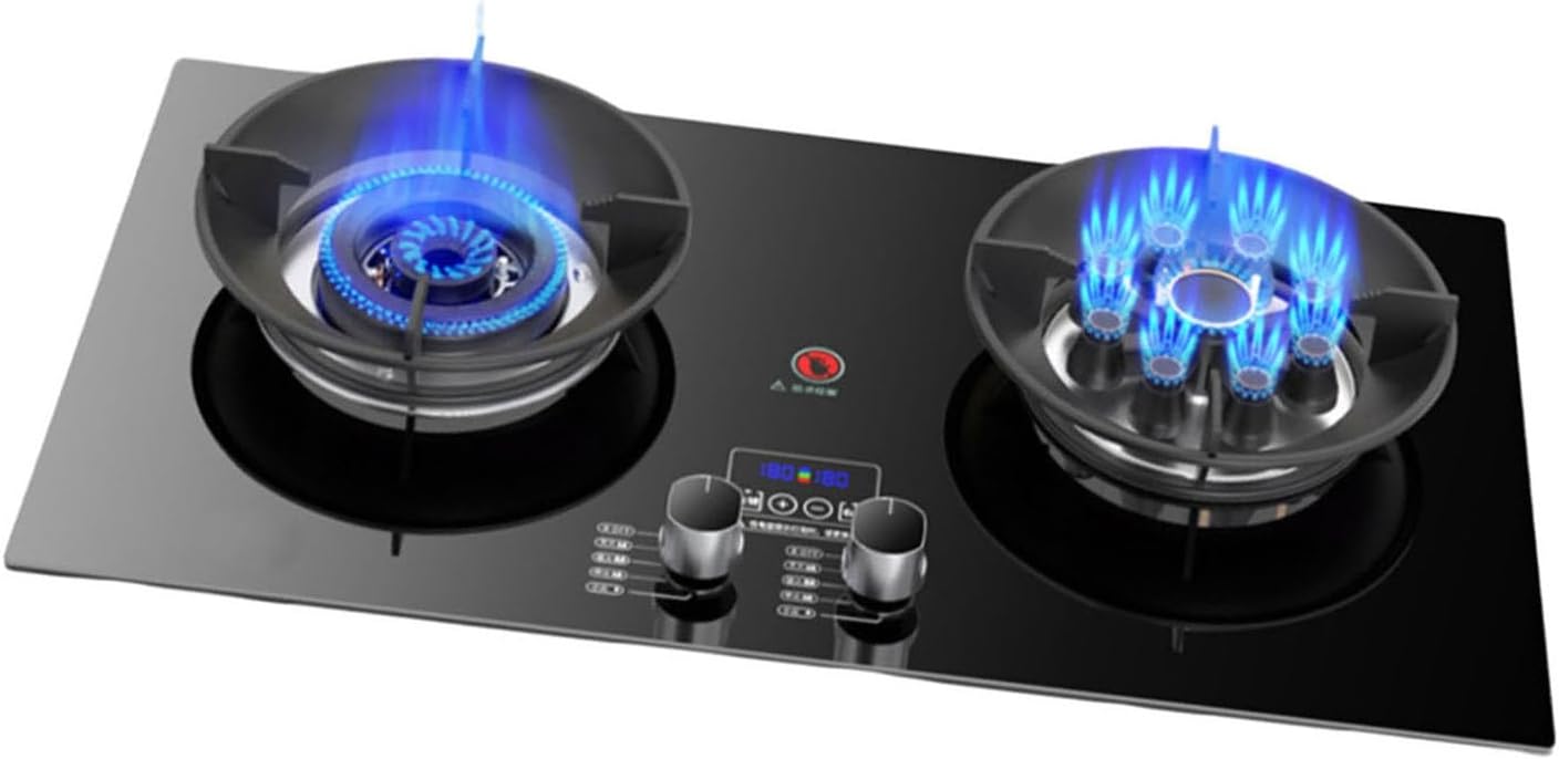 Estufa de camping portátil de doble quemador con encendido automático,vidrio templado,5,2 kW,compatible con GLP,para exterior-Nookgetly