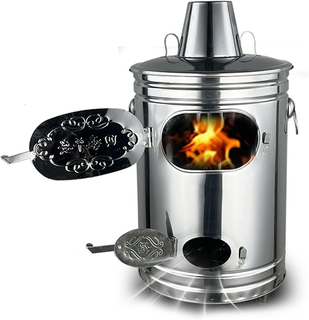 Barril incinerador de acero inoxidable con chimenea gancho y contenedor para quemar papel hojas y basura de jardín-Nookgetly