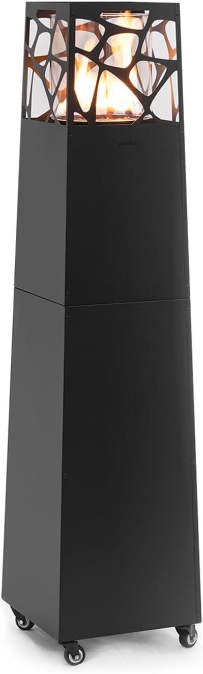 Calefactor de patio moderno negro con chimenea exterior de gas funda temperatura ajustable y salida de calor 8,2 kW-Nookgetly