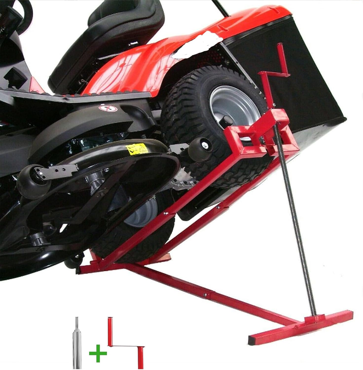 Gato elevador plegable para cortacésped y tractor de jardín,capacidad de 880 lb,con mango manual y extensión para mantenimiento-Nookgetly