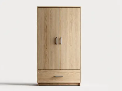 Armario de madera 2 puertas con cajón 90x55x180 cm - marrón - almacenamiento interior - diseño moderno-Nookgetly