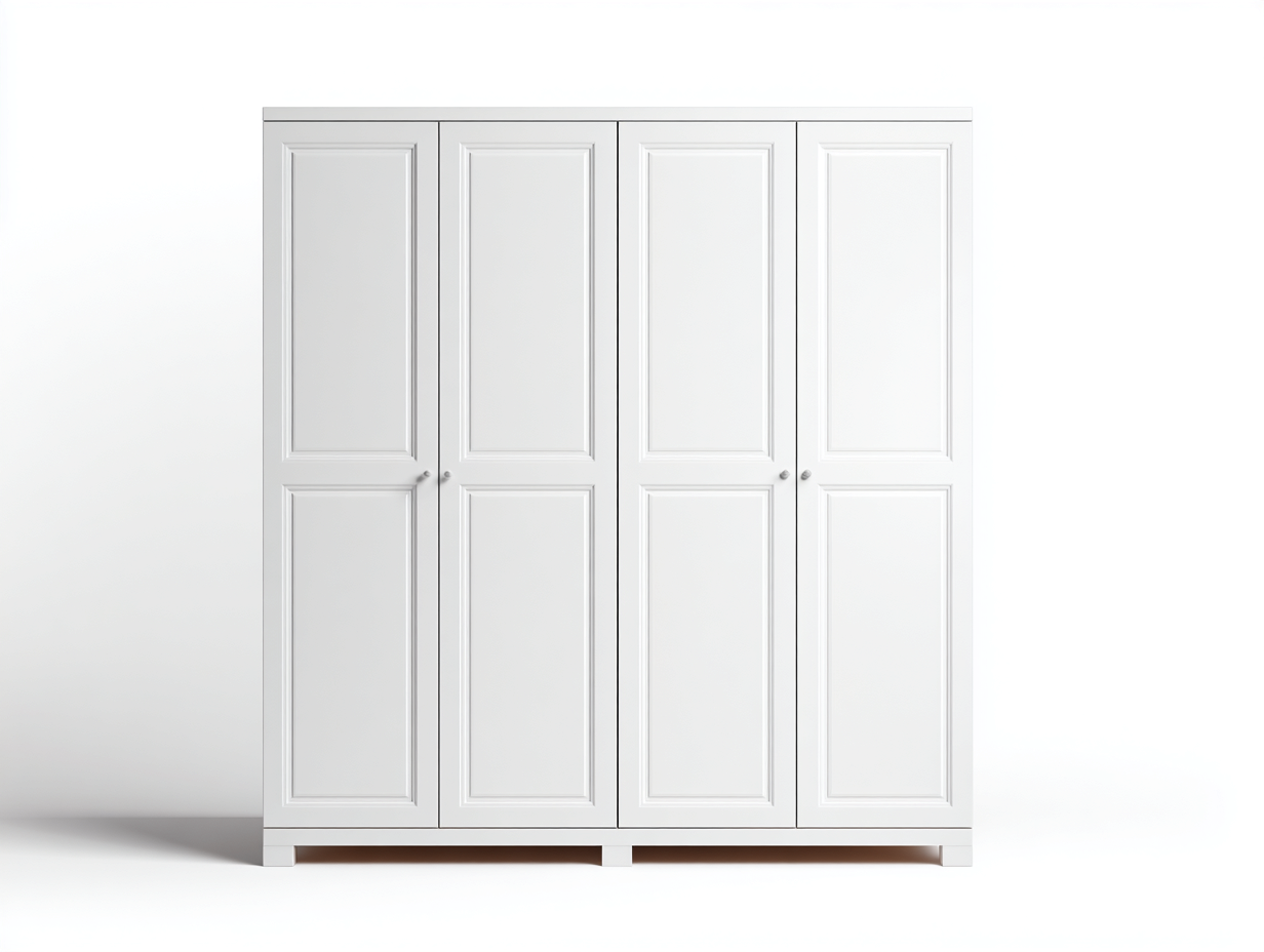 Armario de cuatro puertas de madera 200x60x200 cm - blanco - almacenamiento para dormitorio - diseño clásico-Nookgetly