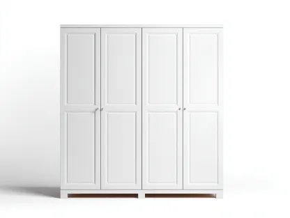 Armario de cuatro puertas de madera 200x60x200 cm - blanco - almacenamiento para dormitorio - diseño clásico-Nookgetly