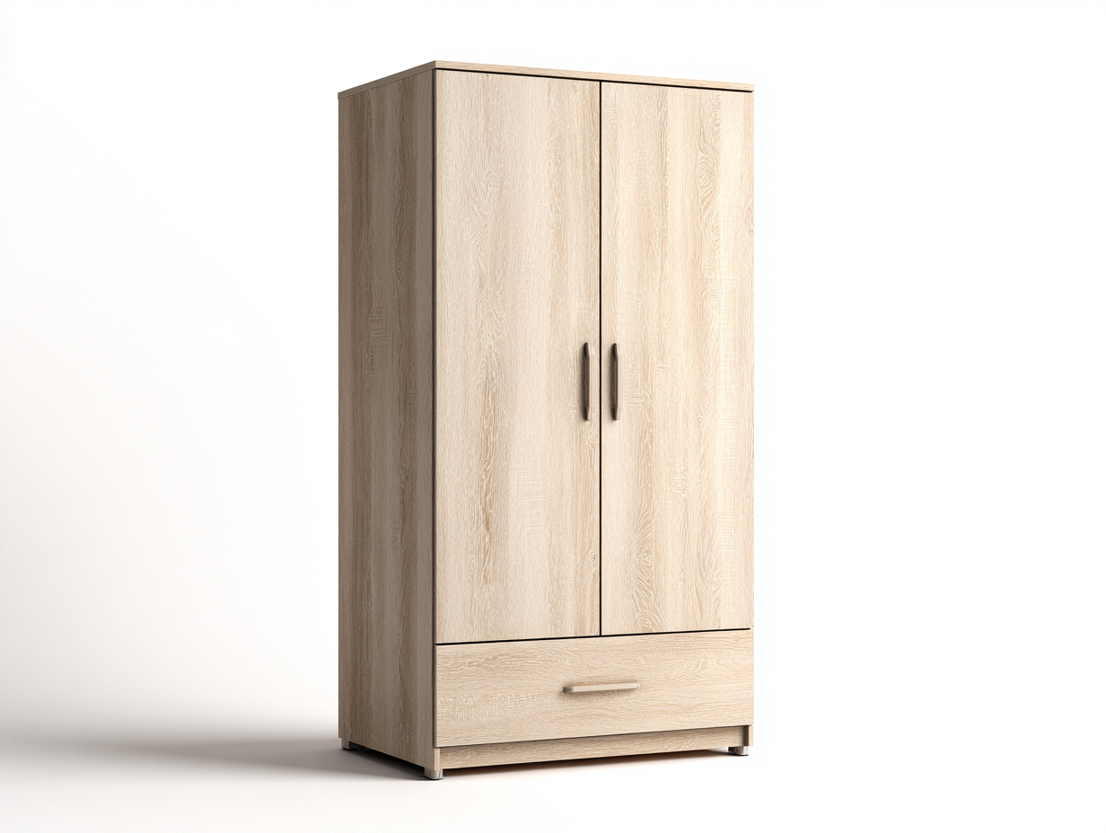 Armario 2 puertas de madera 88x52x180 cm - color natural - diseño moderno para dormitorio-Nookgetly