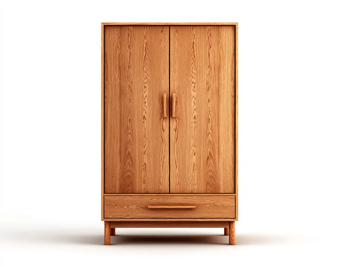 Armarios 2 puertas de madera 100x55x180 cm - estructura de madera maciza - marrón - diseño natural moderno-Nookgetly