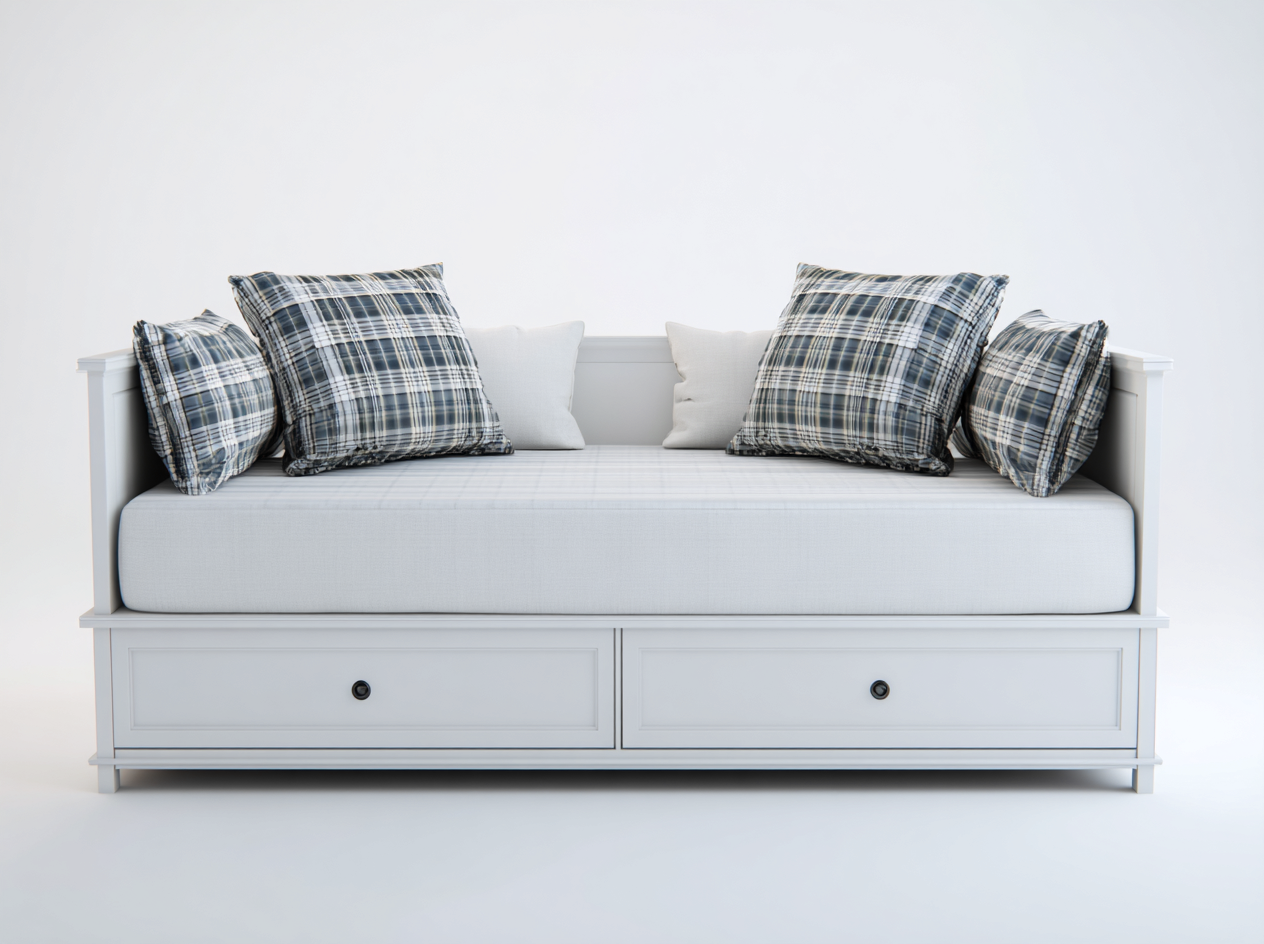 Sofás cama con cajones de madera 200x90x85 cm - estructura de madera - blanco - diseño moderno funcional-Nookgetly