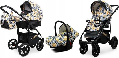 Carrito bebé 3 en 1 Gold Leaf con capazo silla paseo silla coche bolso cambiador lluvia y mosquitera-Nookgetly