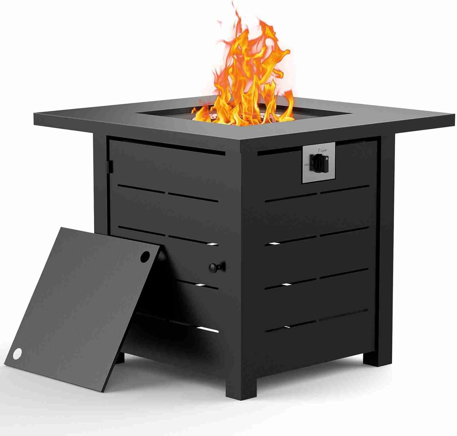Mesa de fuego de gas para exterior,calefacción rápida para jardín y terraza,mesa negra de fuego decorativa-Nookgetly