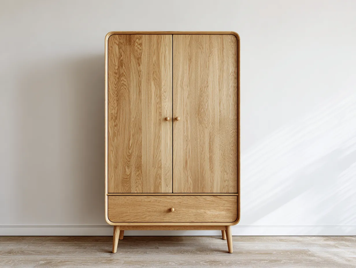 Armario 2 puertas de madera 90x55x180 cm - color natural - diseño moderno para dormitorio-Nookgetly