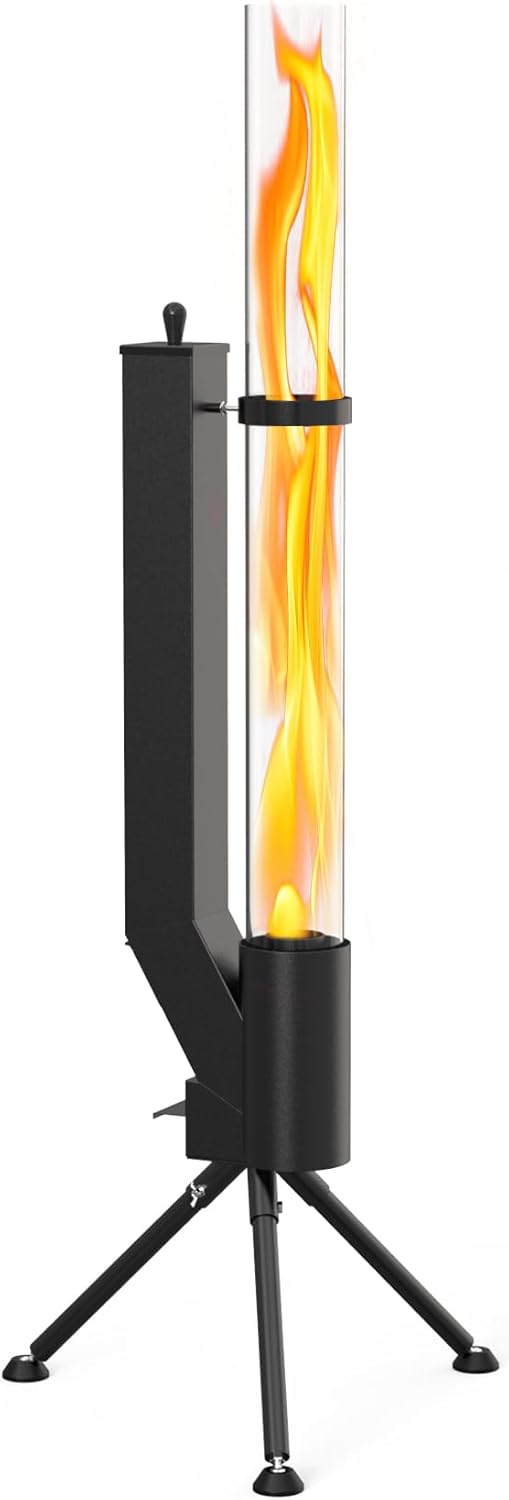 Chimenea exterior negra de pellets para jardín y patio con forma de hongo montaje en suelo y combustión duradera-Nookgetly