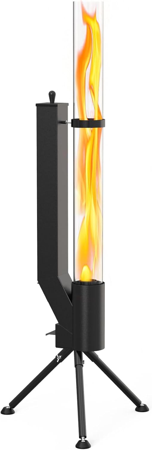 Chimenea exterior negra de pellets para jardín y patio con forma de hongo montaje en suelo y combustión duradera-Nookgetly
