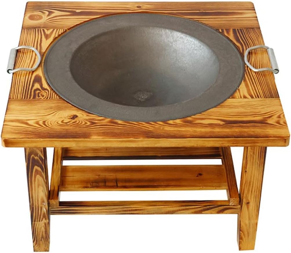 Mesa para fogata portátil de exterior con estante inferior y asas,brasero para camping,hoguera y cocina al aire libre-Nookgetly