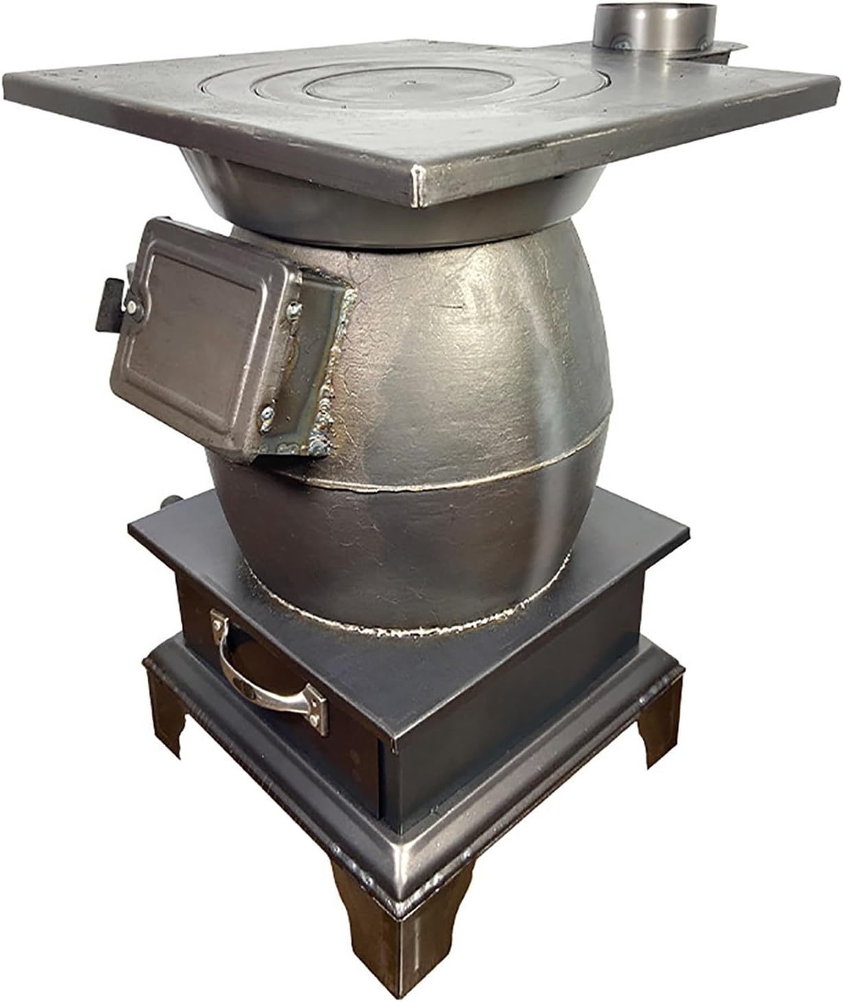 Estufa de leña de hierro fundido portátil para calefacción y cocina interior camping con caja de cenizas y combustión eficiente-Nookgetly