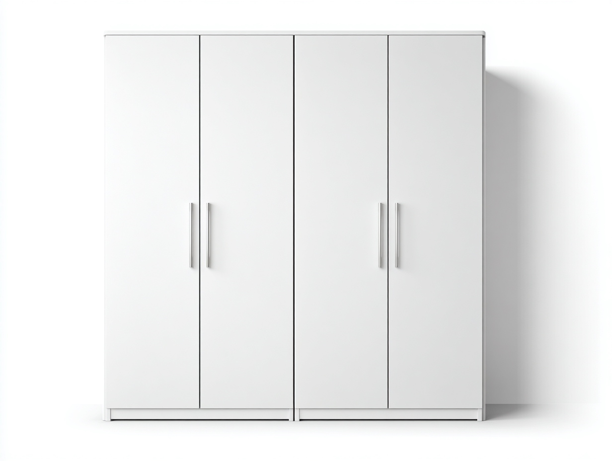 Armario de cuatro puertas de madera 200x60x200 cm - blanco - diseño moderno para dormitorio-Nookgetly