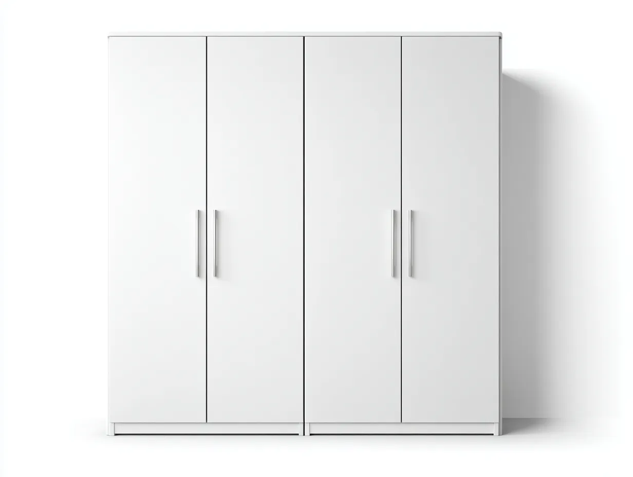 Armario de cuatro puertas de madera 200x60x200 cm - blanco - diseño moderno para dormitorio-Nookgetly