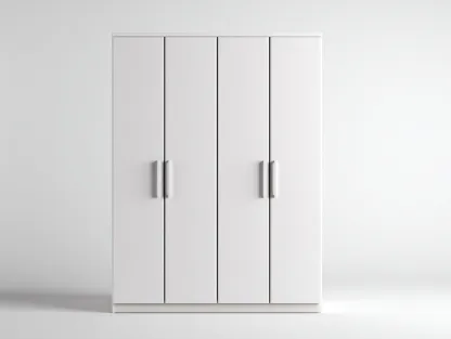 Armarios de cuatro puertas de madera 160x60x200 cm - Blanco - Estilo moderno para dormitorio-Nookgetly