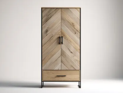 Armarios 2 puertas de madera 100x55x185 cm - acabado madera natural - marrón - diseño moderno geométrico-Nookgetly