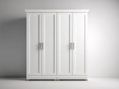 Armarios de cuatro puertas de madera 180x60x200 cm - Blanco - Estilo moderno para dormitorio-Nookgetly