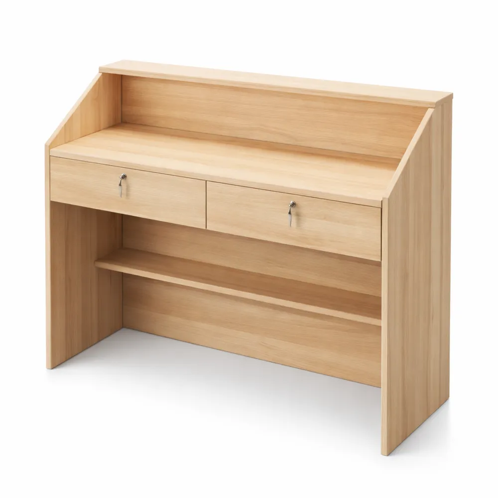 Scrivania reception moderna con gestione dei cavi