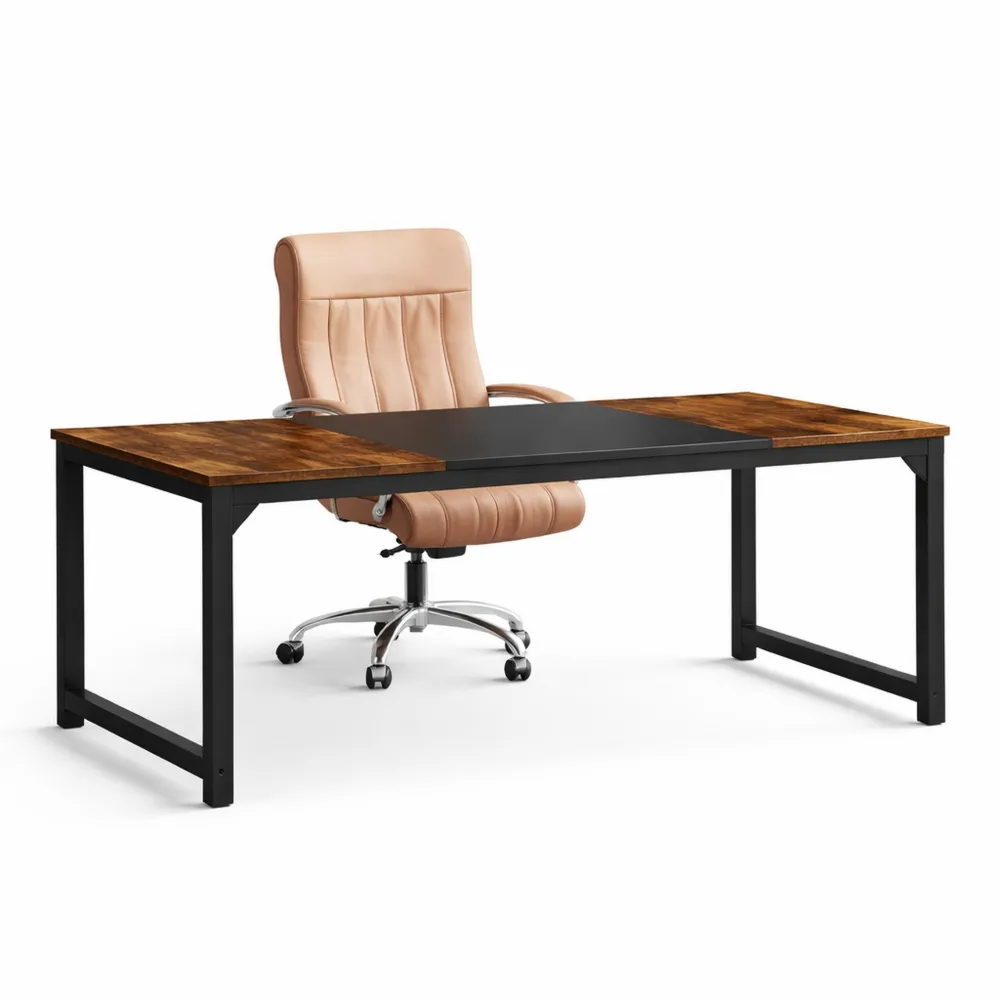 Scrivania Multifunzionale per Ufficio e Studio, Design Vintage e Nero