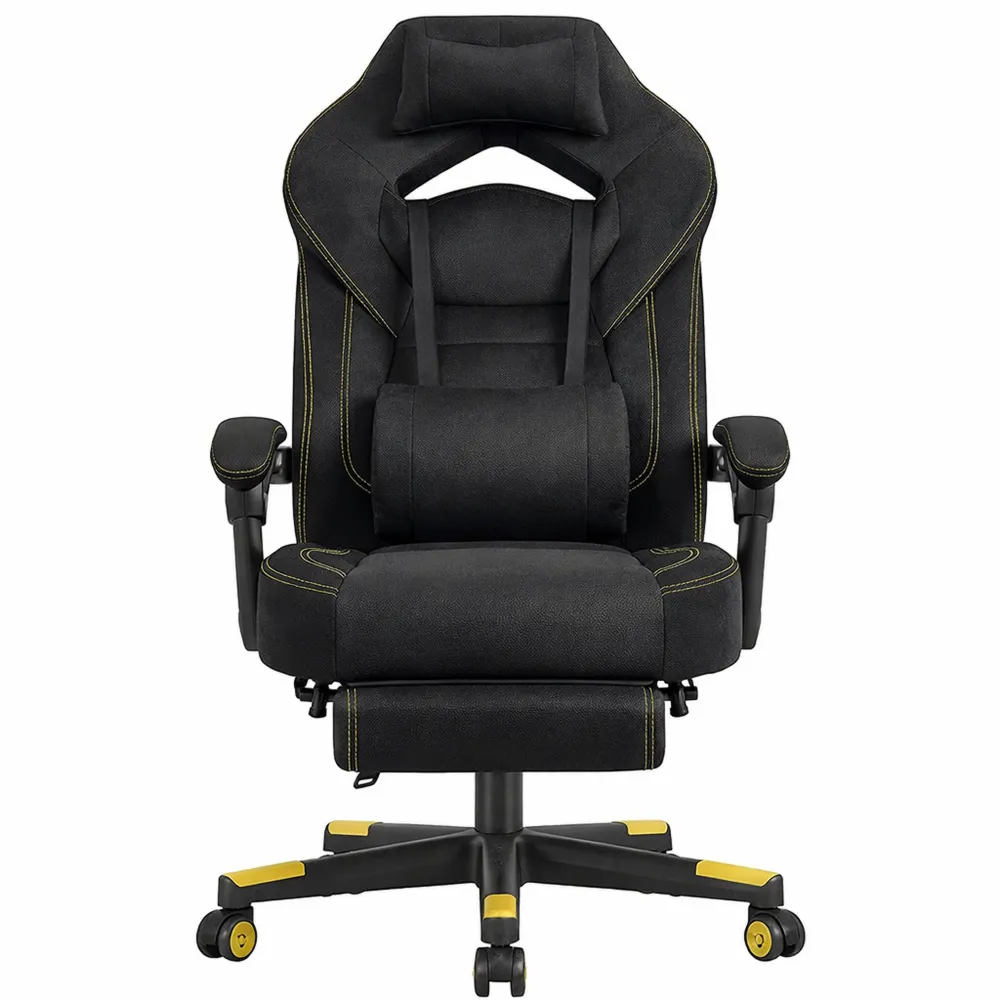 Sedia da Gaming Ergonomica con Poggiapiedi e Cuscino Lombare, Portata 150 kg, Nero
