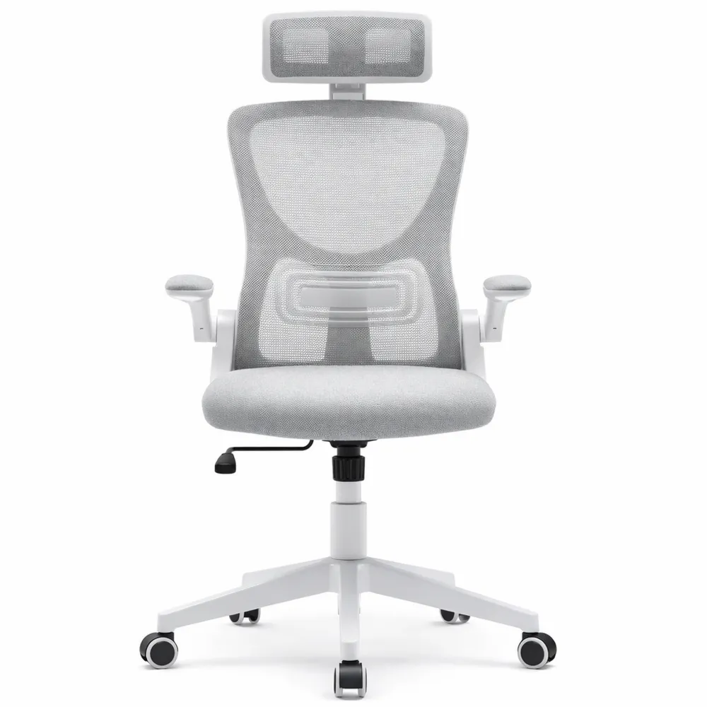 Sedia Ergonomica in Tessuto Traspirante con Supporto Lombare e Poggiatesta