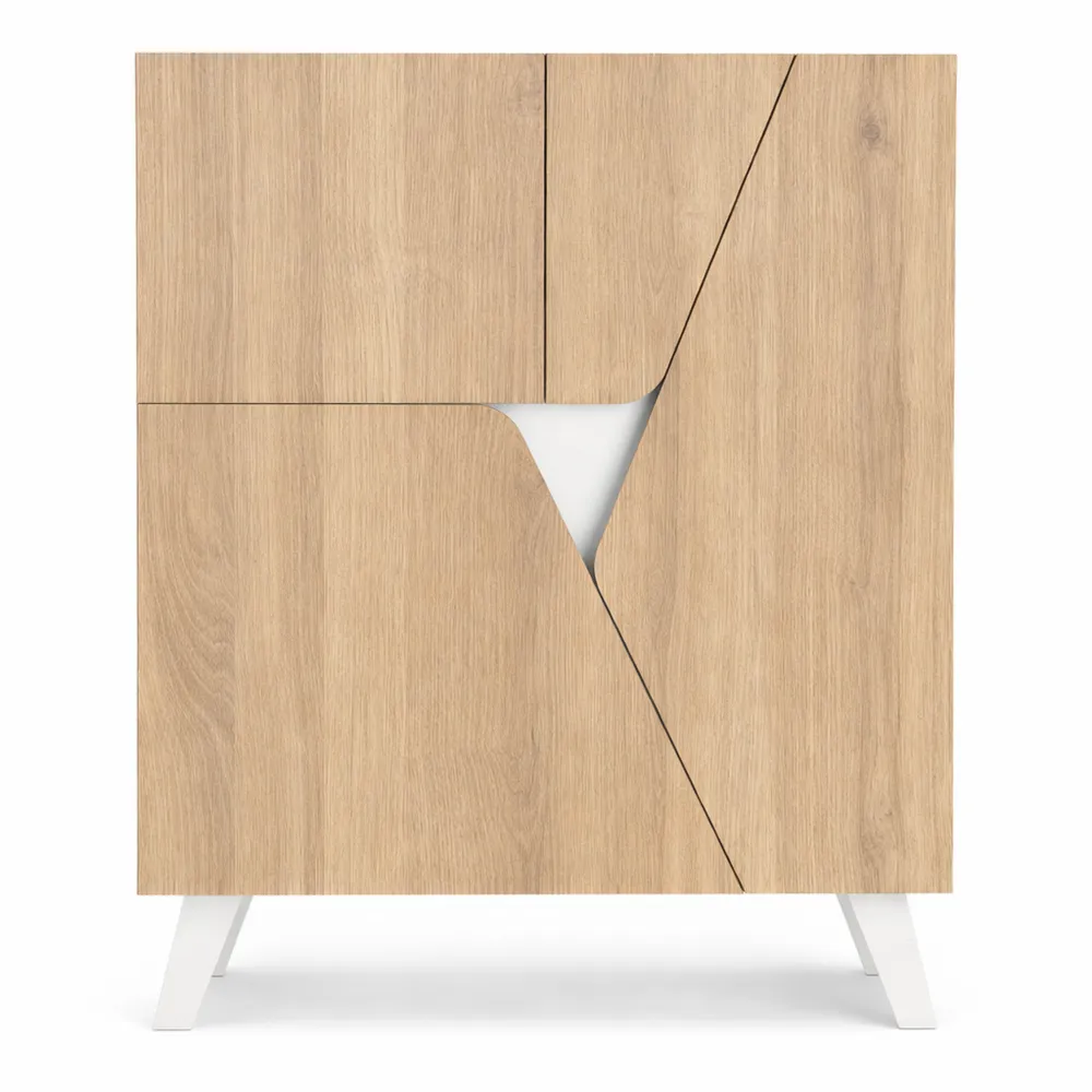 Mobile ingresso con cassetti in rovere e bianco 80x94x34 cm