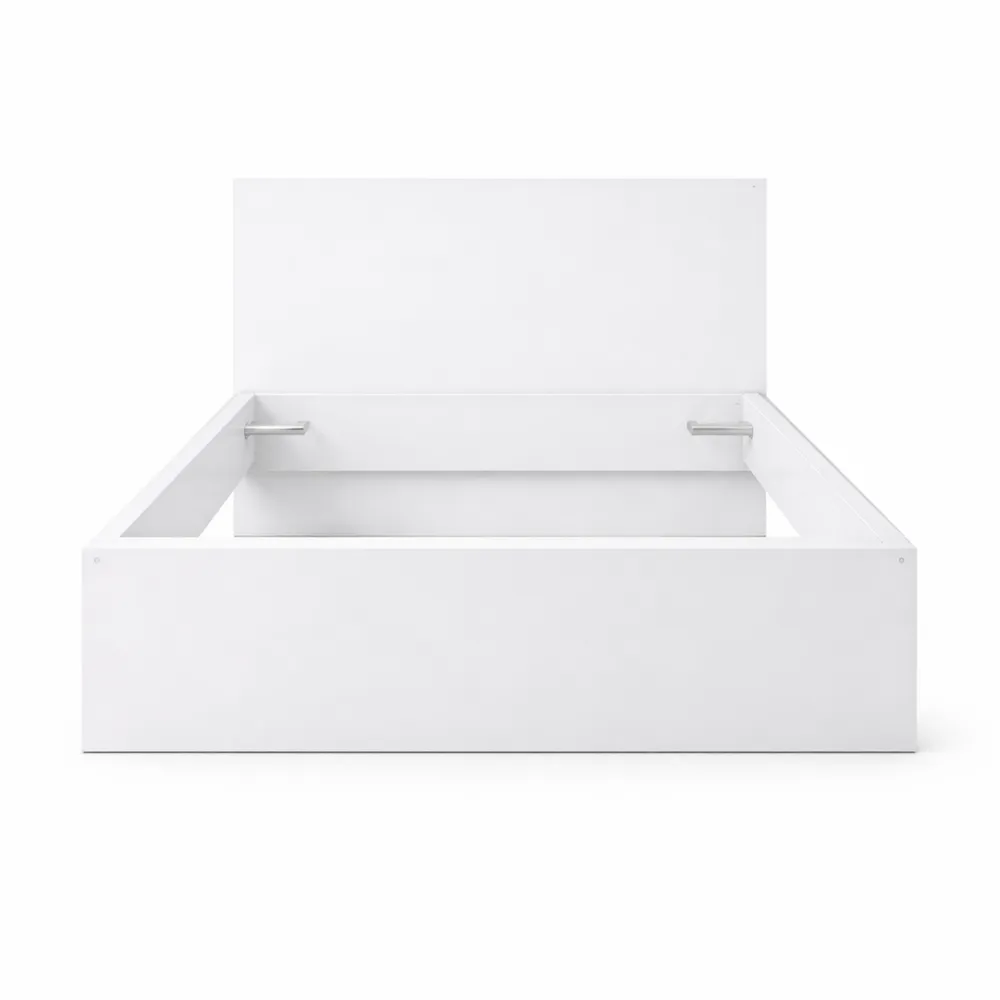 Letto Singolo con Testiera Portaoggetti in Legno, Bianco Opaco, 90x200 cm