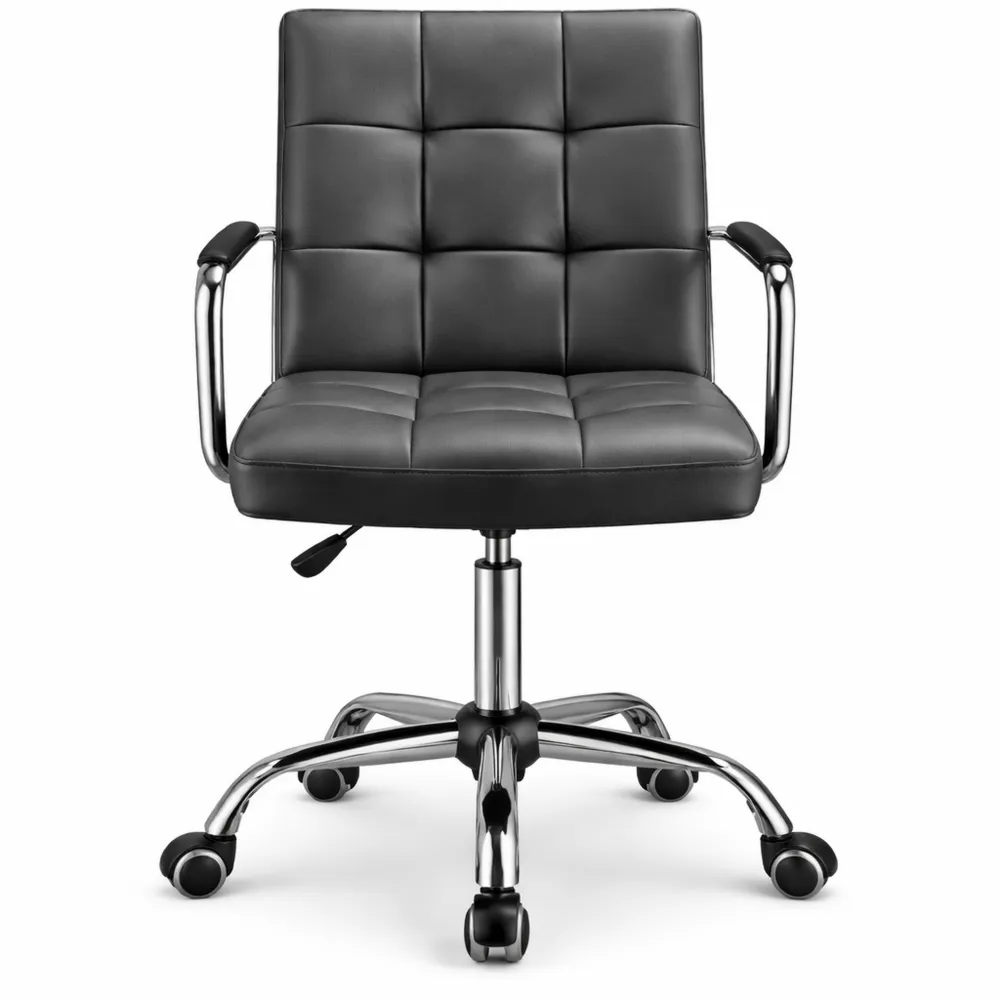 Sedia da Ufficio Ergonomica Girevole Regolabile in Ecopelle Grigia