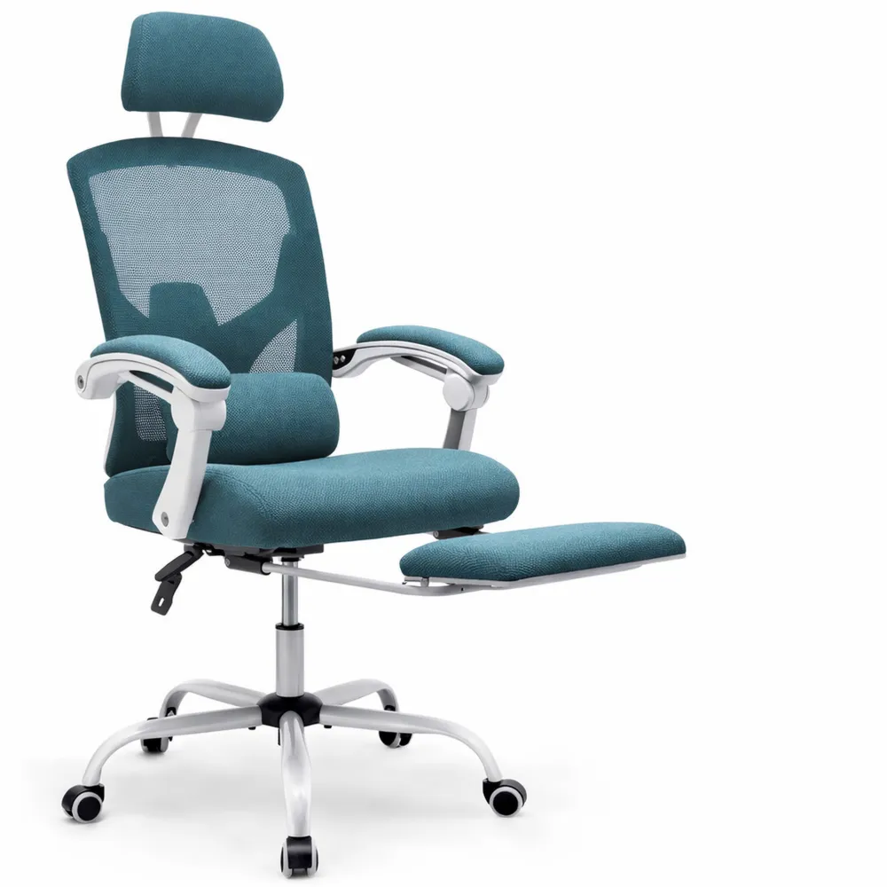 Sedia ergonomica per ufficio con supporto lombare e poggiapiedi