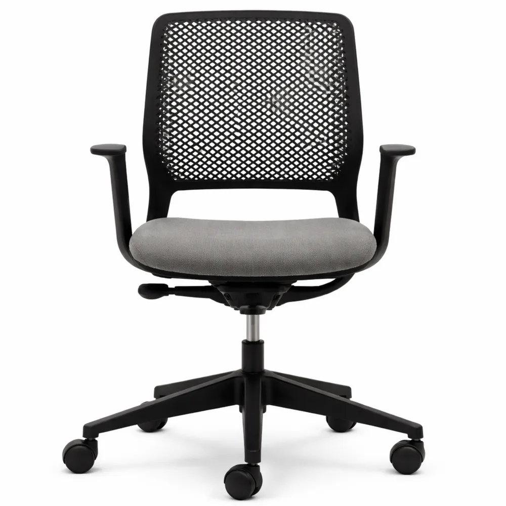 Sedia Girevole da Ufficio con Braccioli, Altezza Regolabile, Antracite