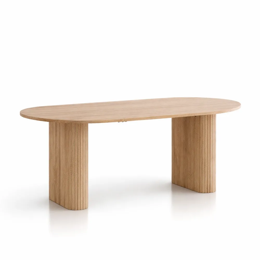 Tavolo da Pranzo Ovale in Legno Moderno 180 CM per 6-8 Persone (Marrone Chiaro)