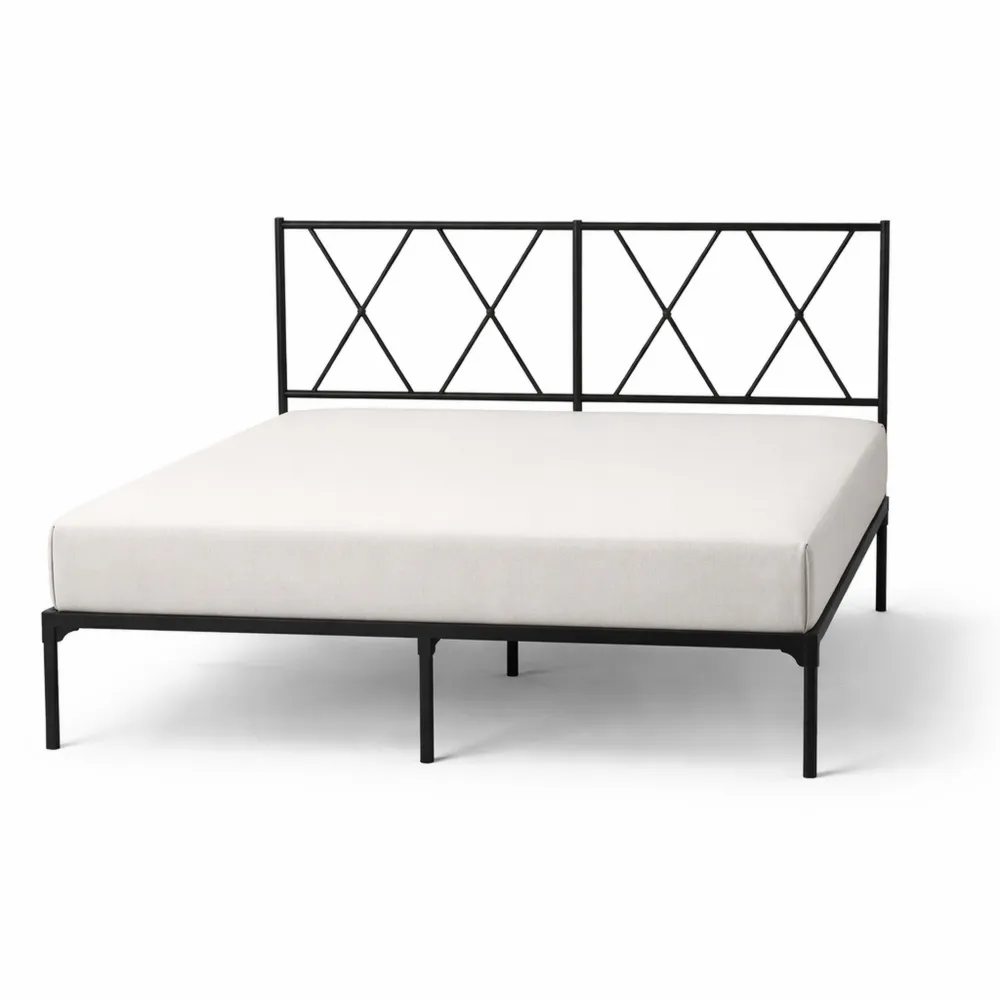 Letto Matrimoniale con Testiera in Metallo e Doghe Incluse 160x190 cm