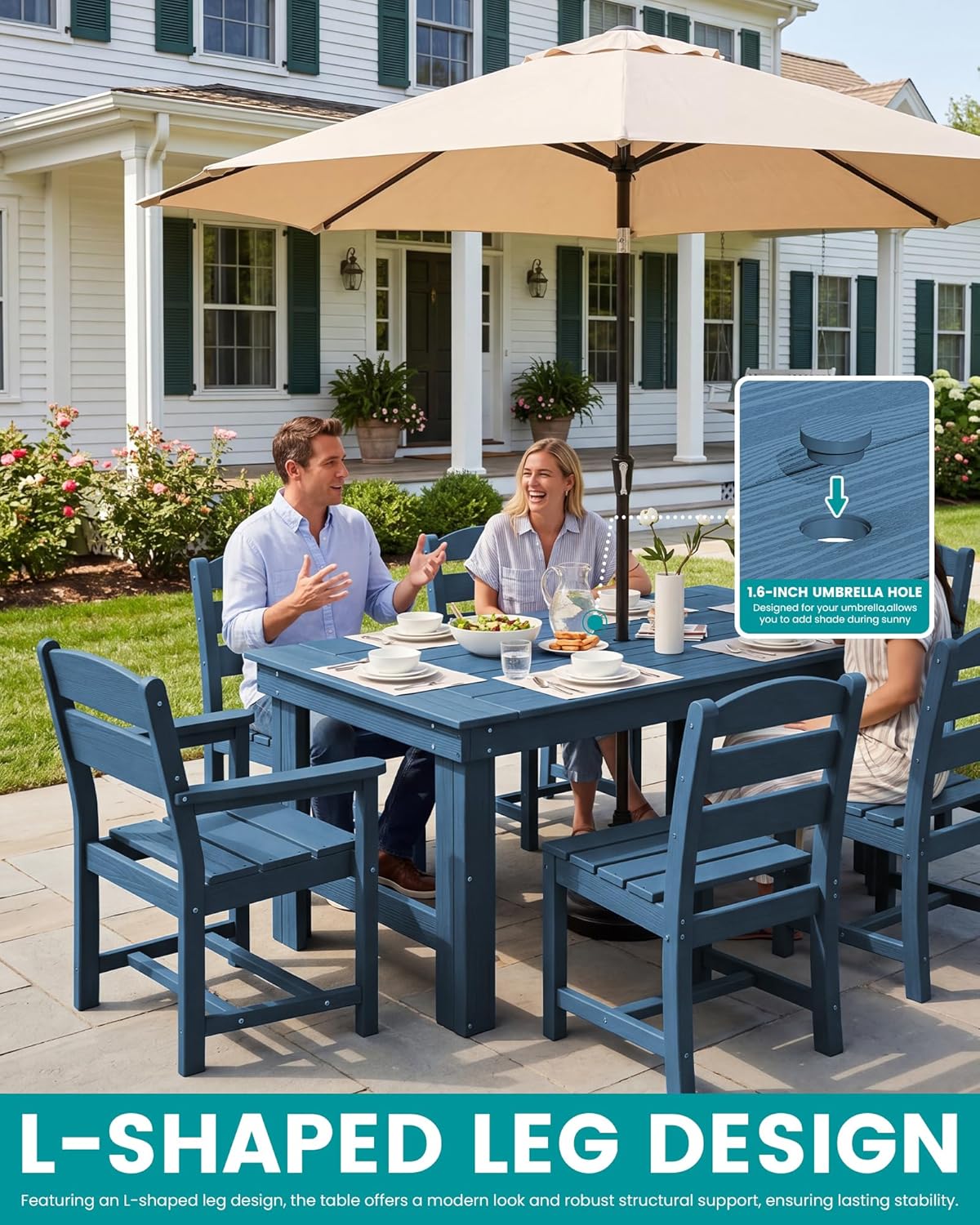  Outdoor Dining Table and Chairs Set for 4 | with Armless Chair Seat 