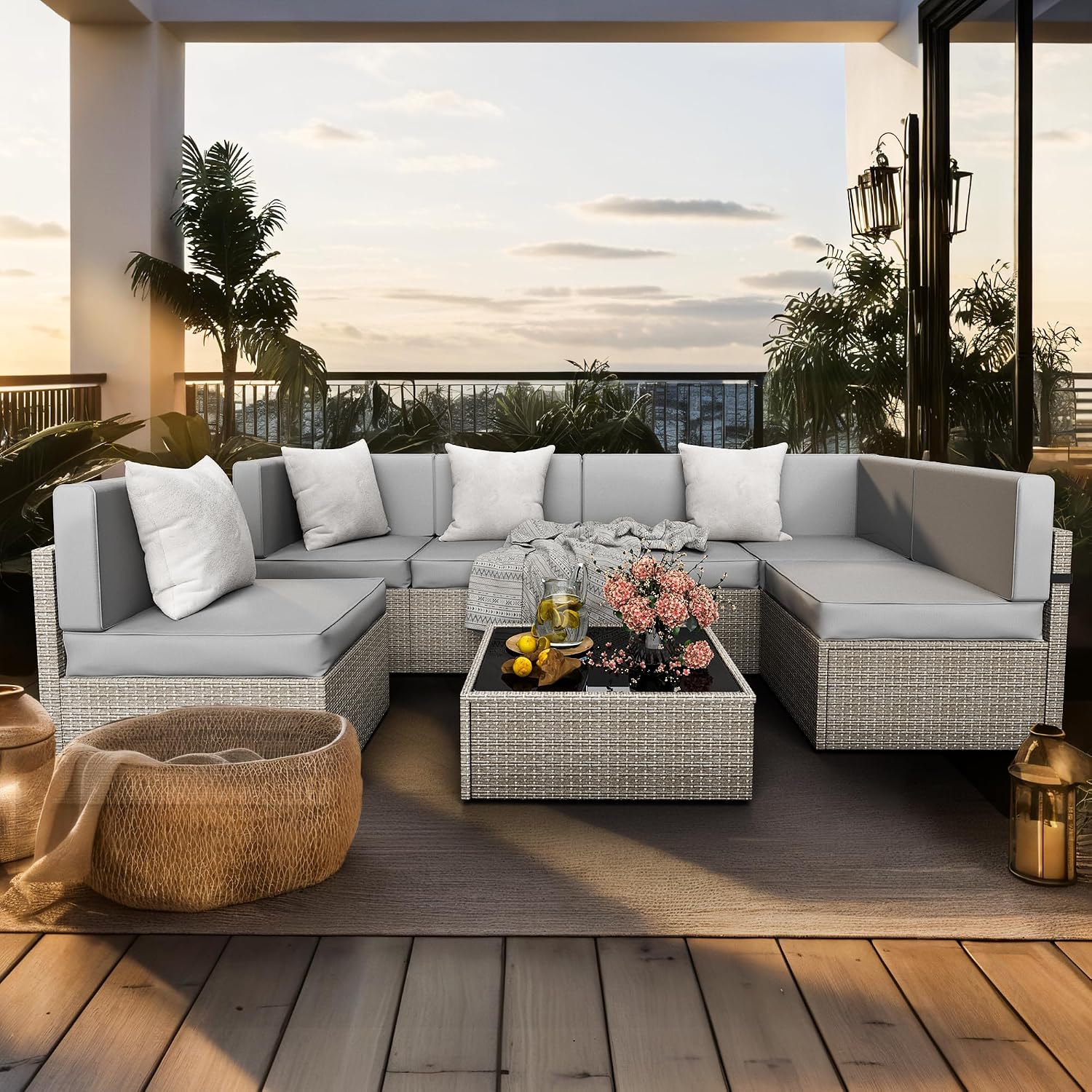 7 Piece Outdoor Sectional Furniture Set