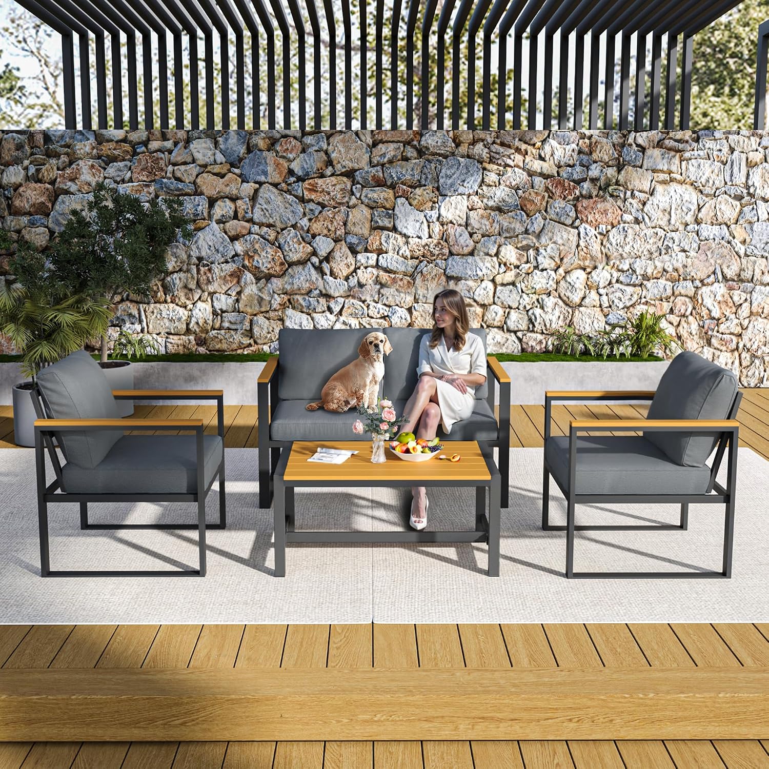 4 Pieces Outdoor Patio Furniture Set