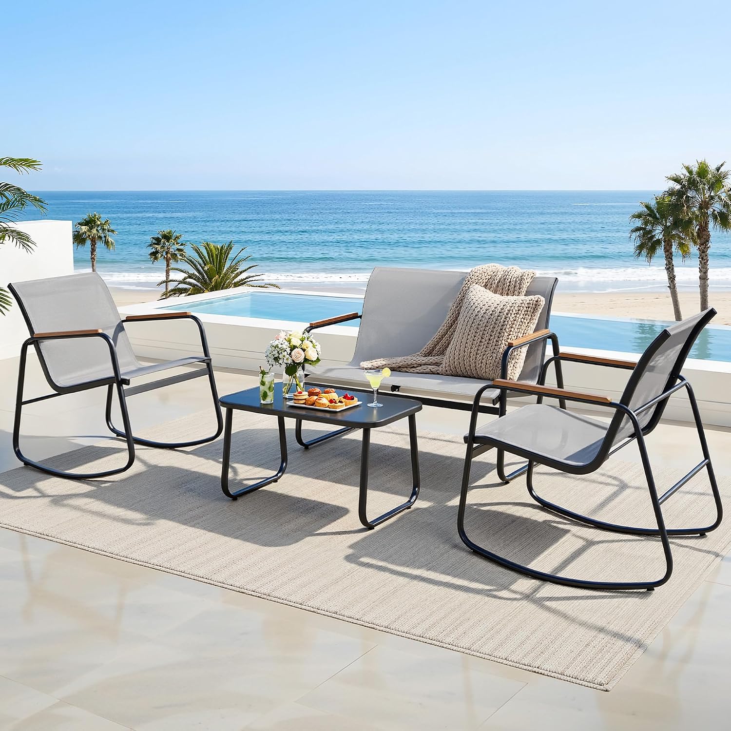  Patio Furniture Set, Textilene Conversation Set 