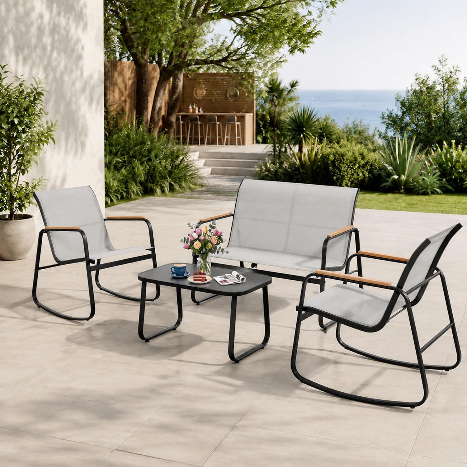  Patio Furniture Set, Textilene Conversation Set 
