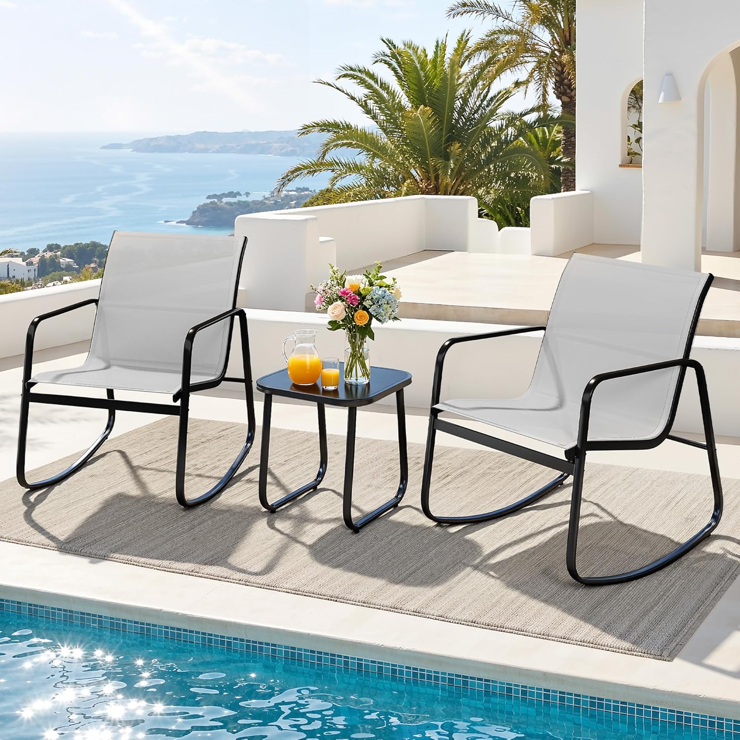  Patio Furniture Set, Textilene Conversation Set 