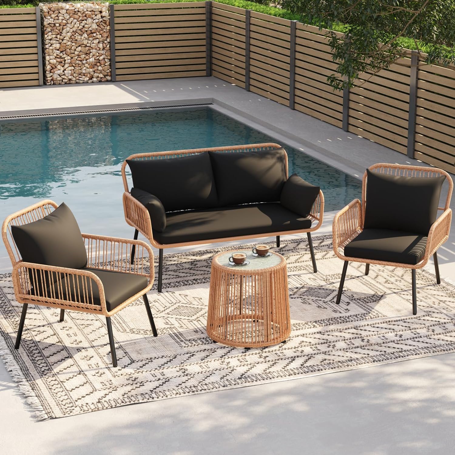 Outdoor Wicker Patio Conversation Set