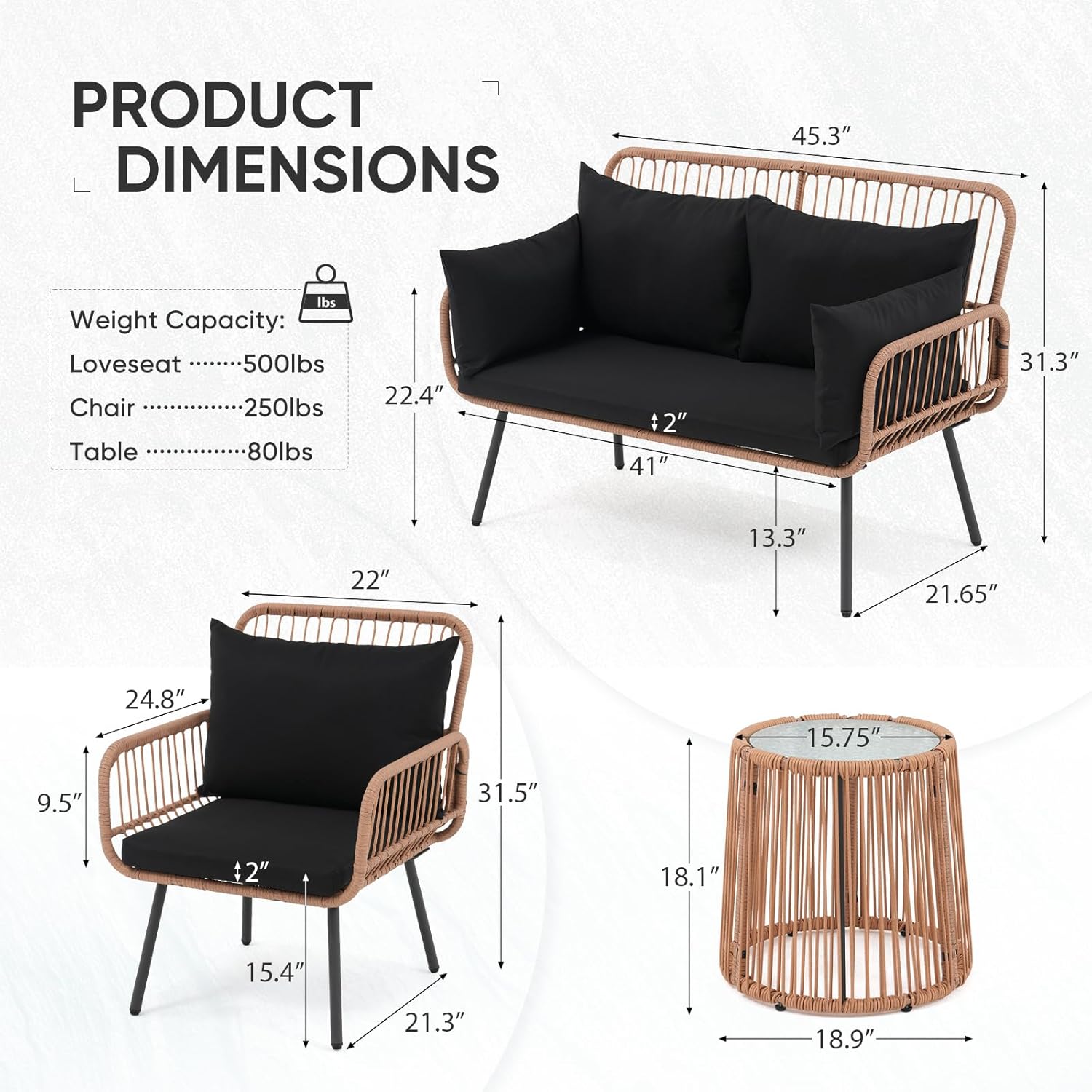 Outdoor Wicker Patio Conversation Set